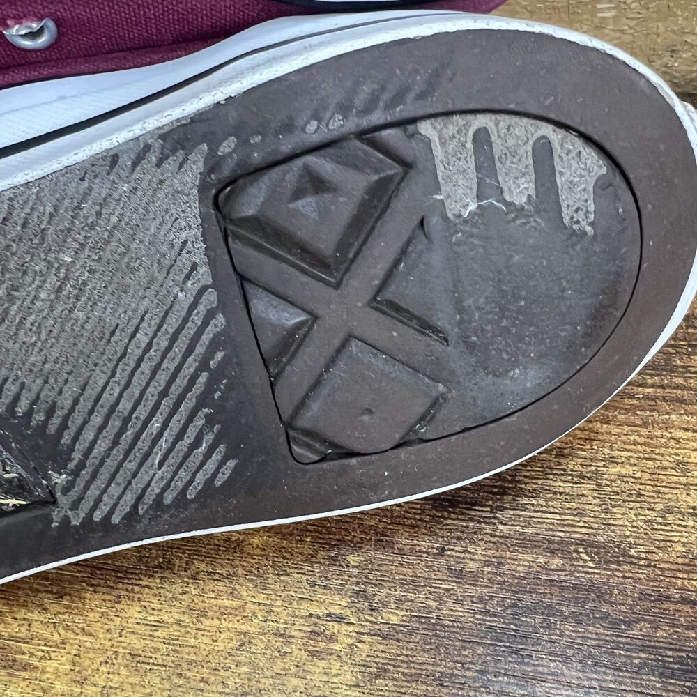 Vintage Converse All Star High Top Sneakers Maroon Burgundy M11 W13 - Picture 14 of 16
